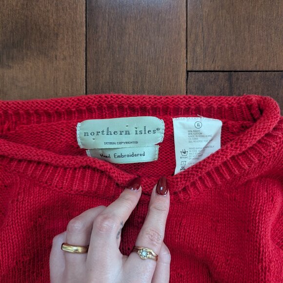 CHRISTMAS TREE HAND KNIT VINTAGE SWEATER - Picture 2 of 2